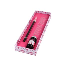 Coffret encre et plume rouge rose