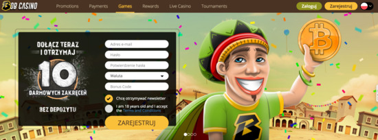 Bob Casino, wygląd strony startowej i opinie