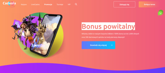 Bonus powitalny na stronie Cadoola