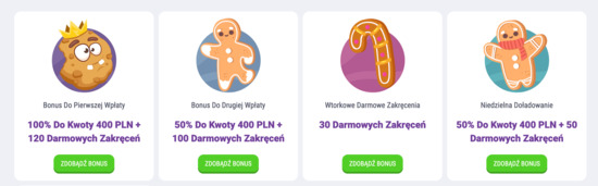 Dodatkowe free spiny w doładowaniach we wtorek i środe od Cookie