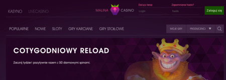 reload bonus z darmowymi spinami w Malina Casino