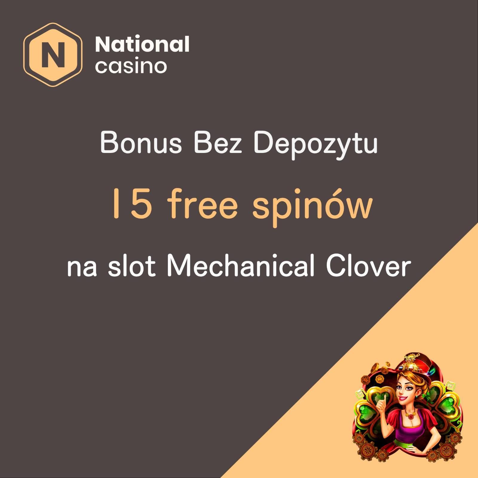 15 darmowych spinów w kasynie National na slot Mechanical Clover